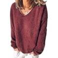 thumbnail image 1 of UKAP New Women Fleece Fluffy Sweatshirt Tops Warm Long Sleeve Pullover T Shirt Blouse Baggy Casual Sweater Tops Plus Size, 1 of 2