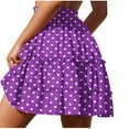 thumbnail image 4 of Maoxin Womens Skirts Women's Summer Beach Polka Printing Lace Drawstring Tie Adjustable Skirt ,Purple,2XL, 4 of 6