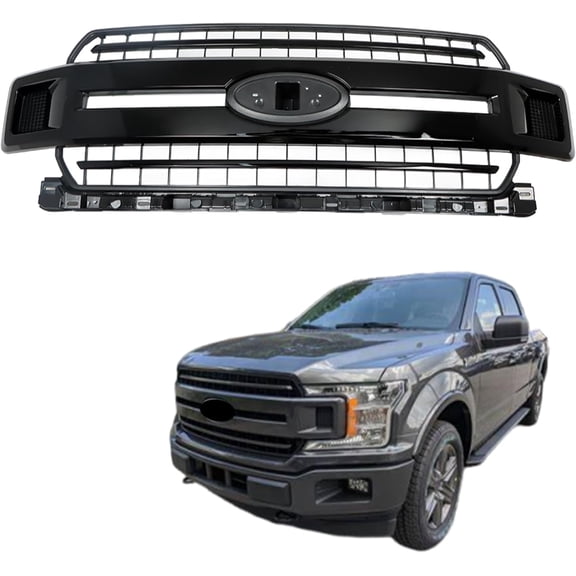 LABLT Glossy Black Front Bumper Grille Upper Mesh Replacement for F150 XL XLT 2018-2020 JL3Z-8200