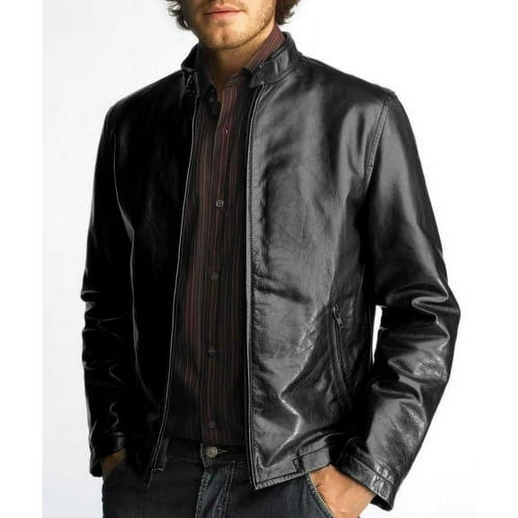 Noora men’s stylish leather jacket in black
