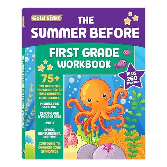 Pre-Owned The Summer Before First Grade Workbook School Bridging Kindergarten to First Grade Ages 6 - 7: 75  Activities, Phonics, Spelling, Reading, Language ... Measurement and Time (Gold Stars Seri