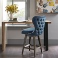 thumbnail image 2 of Madison Park Hancock 27" Solid Wood Polyester Swivel Counter Stool in Dark Blue, 2 of 9