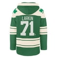 thumbnail image 3 of Men's '47 Dylan Larkin Kelly Green Detroit Red Wings St. Patrick's Day Player Name & Number Lacer Pullover Hoodie, 3 of 3