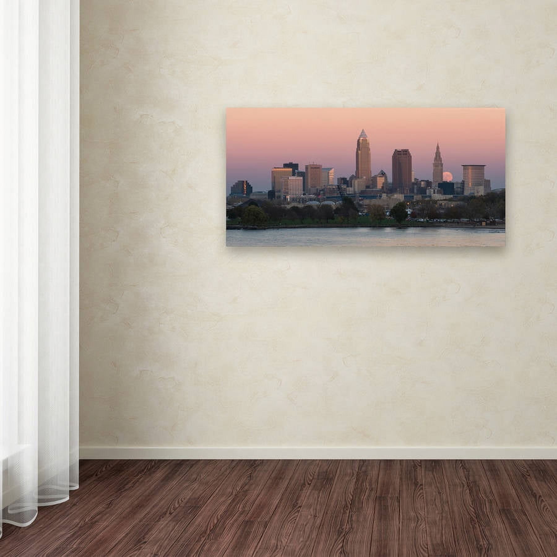 Trademark Fine Art 16 x 32 Landscapes Canvas Art ' Super Moon over Cleveland Nov 2 ' by Kurt Shaffer