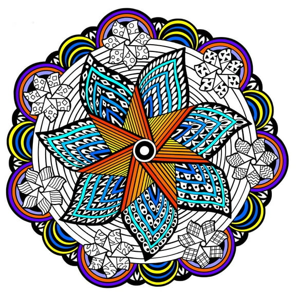 Pinwheel Fuzzy Mandala Coloring Poster - 20x20