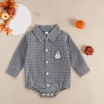 thumbnail image 2 of mgoYE Preemie Boy Clothes Infant Boys Girls Clothes Set Newborn Baby Romper Hat Ribbed Knit Long Sleeve Button Solid Bodysuit Jumpsuit Size 0-3 Months, 2 of 4