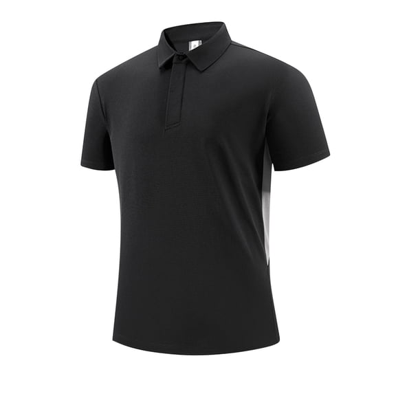 2026 Fashion Summer Shirts for Men Casual T-Shirt Fashionable Running Sports Solid Color Short Sleeved Lapel Top/shirt Black M-5XL