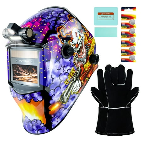 TRQWH Welding Hood Auto Darkening Welding Helmet with Light True Color 1/1/1/2 Top Optical Clarity Wide Shade 9-13 Welding Mask with Grinding Weld Helmet (KTS-JD17)