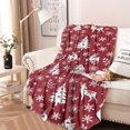 thumbnail image 2 of Red Christmas Tree and Deer Pattern Round Blanket,Comfortable Soft Flannel Throw Blanket,All Season,Warm Lightweight Blankets for Sofa Bed Couch Living Room Chair 60"x60", 2 of 5