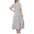 thumbnail image 3 of Vestido Maxi Boho de Manga Corta Floral de Verano para Mujeres INSPIRE CHIC con Cuello Cuadrado y Bolsillos M Blanco, 3 of 6
