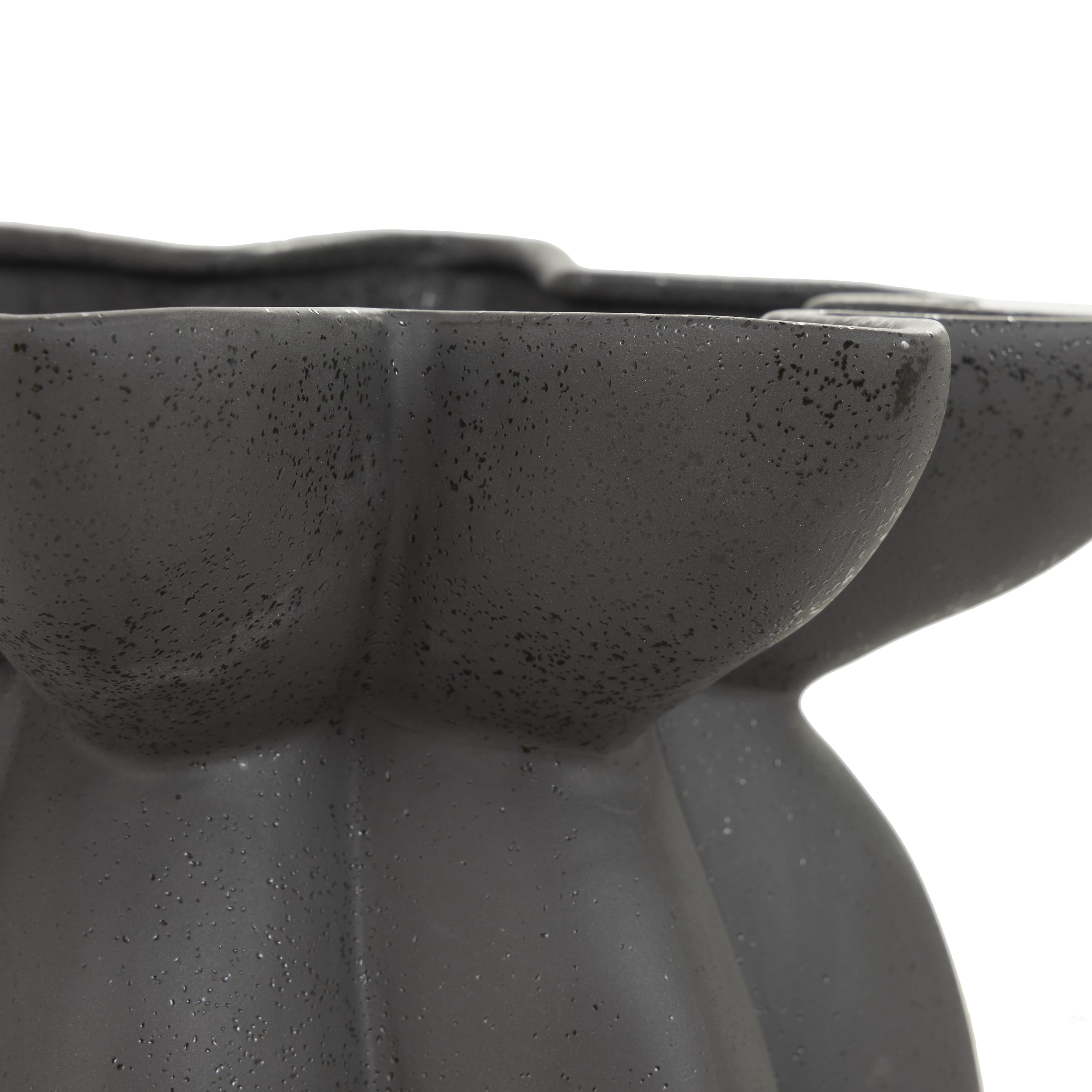 DecMode 15" Speckle Textured Black Ceramic Vase with Tulip Style Opening