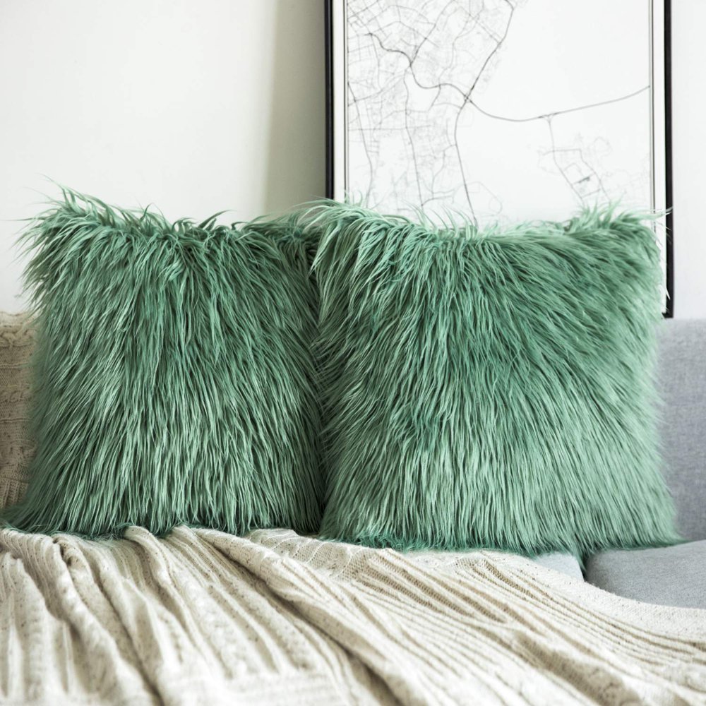 Phantoscope Merino Style Faux Fur Series Decorative Throw Pillow, 18" x