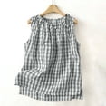 thumbnail image 6 of BUIGTTKLOP Tank Tops for Women Plaid Sleeveless Tops Crewneck Side Split Loose Fitted Going out Tops, 6 of 7