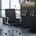 thumbnail image 2 of Black Faux Leather High Back Modern Classic Office Chair with Armrests, 2 of 5
