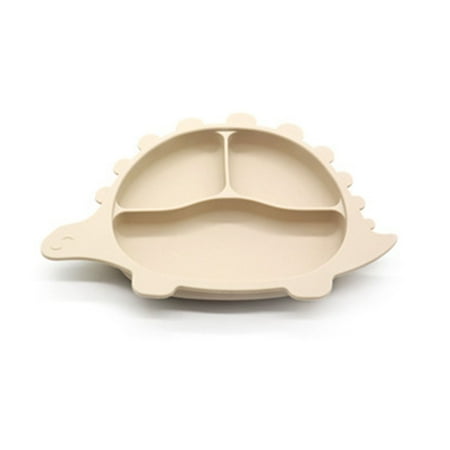 

Cartoon Dinosaur Baby Suction Cup Bowl Divided Dinner Plate Infants Learning Feeding Dish Non-toxic BPA-Free Silicone