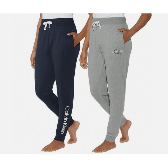 Calvin Klein Women's 2 Pack French Terry Joggers Size: XL, Color: Navy/Wolf Grey