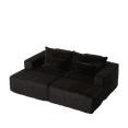 thumbnail image 6 of 87" Oversized Sectional Lounge Chaise,No Assembly Required,Cloud Plush Loveseat with Two Removable Footstool,Fluffy Modern Sleeper Chair for Indoor Living Room Bedroom (Black), 6 of 11