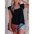 thumbnail image 5 of Gdvsclr Women'S Casual Square Neck Ruffle Cap Sleeve Peplum Babydoll Blouse Tank Top Black XL, 5 of 8
