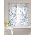 thumbnail image 3 of White Blue Spring Floral Tier Curtains 45 Inch Length,Sheer Curtains for Bedroom Living Room Window Summer Birds Botanical Rod Pocket Drapes Kitchen Curtains Small Half Window 27.5"x45" 2 Panels, 3 of 6