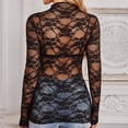 thumbnail image 3 of ZIXKCGDSE Mesh Long Sleeve Top for Women Lace Shirts See Through Floral Embroidery Blouse Size S, 3 of 4