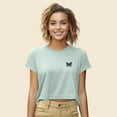 thumbnail image 4 of Dalix Butterfly Embroidered Cropped Flowy Soft Cotton Short Sleeve T Shirt Womens in Dusty Blue 2XL XX-Large, 4 of 5