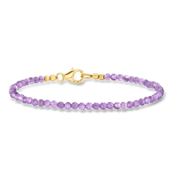 Ross-Simons 8.00 ct. t.w. Amethyst Bead Bracelet in 18kt Gold Over Sterling, Women's, Adult