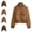 Brown, variant on WLOMHUW Womens Cropped Jakcets Suede Bomber Jacket with Stand Collar Zip Up Short Coat with Pockets
