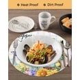 thumbnail image 3 of 15 Inch Round Placemats Set of 6, Easter Non Slip Heat Insulation PP Table Mats, Cute Rabbits Eggs Floral Butterflies Colorful Plaid Washable Place Mats for Kitchen Dining Party Table Decor, 3 of 7