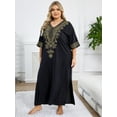 thumbnail image 5 of Edolynsa Plus Size Moroccan Kaftan Dress for Women Embroidery Caftan Tunic Maxi Beach Dresses Bathing Suit Cover up Sleepwear, 5 of 8
