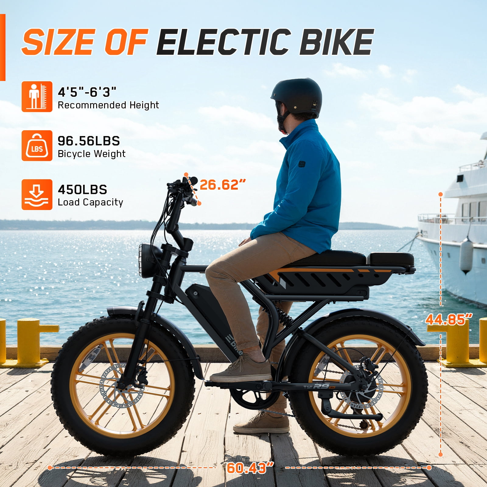 Electric Bike for Adults, 20"x4.0 Fat Tire E Bicycle, 750W Motor 48V 15Ah Removable Battery 7-Speed E Mountain Bike, UL2849, LCD Display