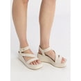 thumbnail image 2 of Time and Tru Women's Cross Strap Wedge Sandals, 2 of 7