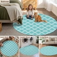 thumbnail image 5 of Quatrefoil Moroccan Pattern Round Area Rug 7 FT, Non Slip Living Room Area Carpet, Geometric Aqua Morocco Washable Soft Circular Rug Non-Shedding Floor Carpet for Bedside Office Play Room Classroom, 5 of 9