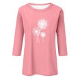 thumbnail image 3 of Ehtmsak 3/4 Length Sleeve Shirts Women Sunflowers Elbow Tunic Tops Lightweight Plus Size Sweatshirts Casual Summer Blouses for Leggings Pink L, 3 of 4