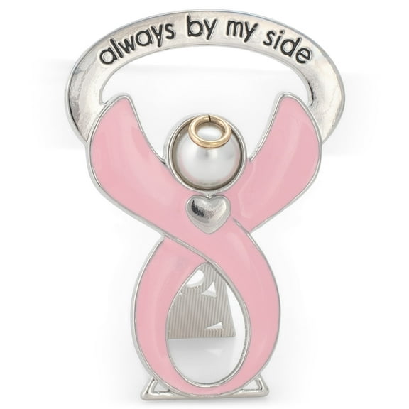 Pale Pink Angel Ribbon 2.5 inch Zinc Collectible Tabletop Figurine