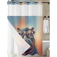 thumbnail image 3 of No Hook Shower Curtain with Snap-in Liner, Orange Blue Hippocampus Waterproof Fabric Bathroom Curtains, Funny Animals Modern Art Bath Curtains & Mesh Top Window 72"x96" Extra Long, 3 of 9