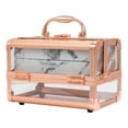 thumbnail image 2 of Impressions Vanity Savvy Lux Makeup Travel Case with Flip Top Mirror (Rose Gold Clear White Marble), 2 of 5