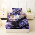 thumbnail image 4 of Feelyou Cherry Blossom Moon Dragon Twin Sheet Sets for Men Women Kids, Japanese Style Wildlife Bedding, Purple Blue, 3 Pieces, 4 of 5