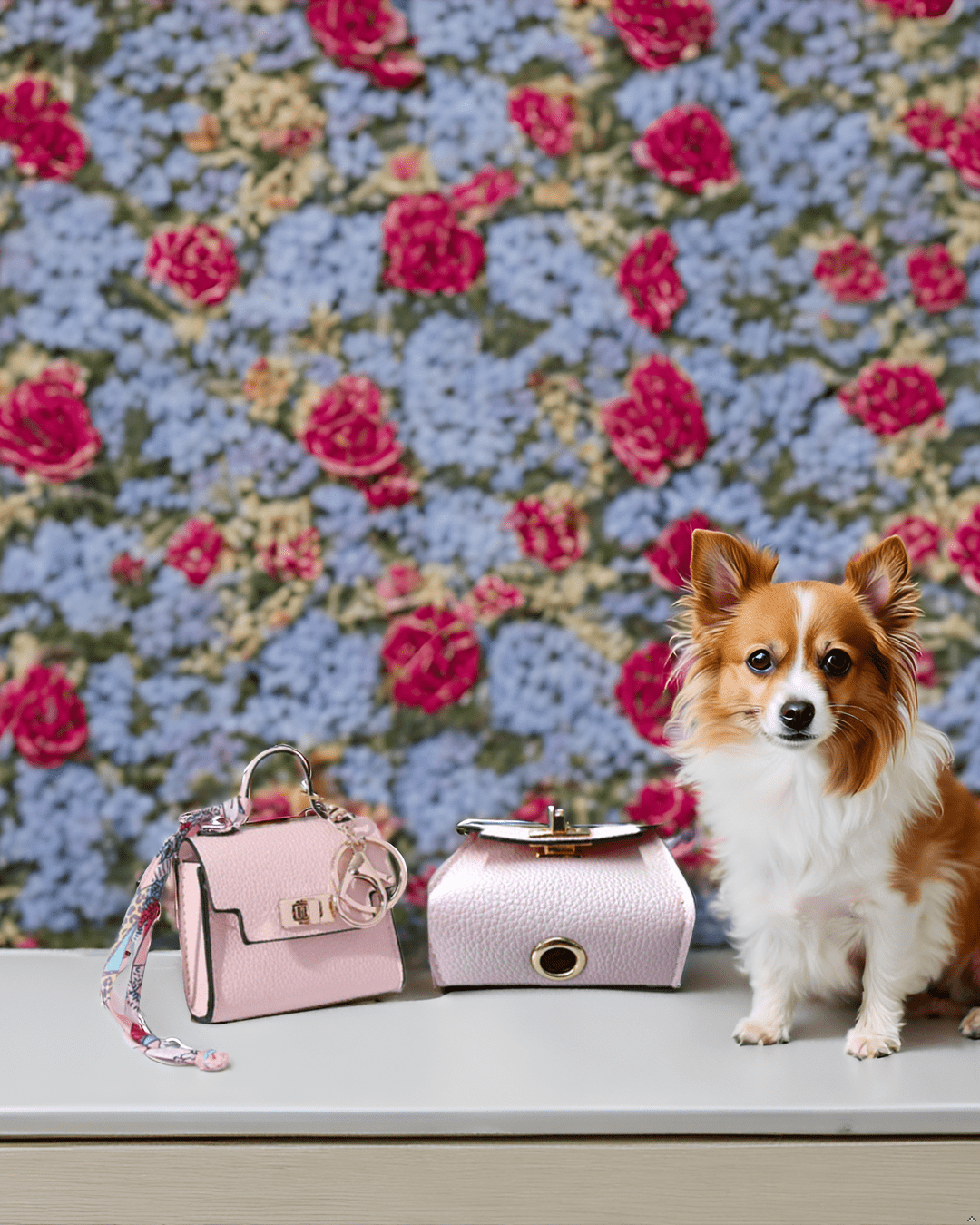 Everything Chic Dog Poop Bag Holder for Leash Doggie Waste Bag Dispenser Puppy Potty Carrier Small Doggy Pouch Barkin Mini keychain (Pink)