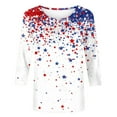 thumbnail image 5 of asdoklhq Oversized July 4th Shirts For Women Ladies' Independence Day Printed Round Neck Three Quarter Sleeve 3/4 Sleeve T-shirt Loose 29Multicolor L, 5 of 5