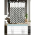 thumbnail image 6 of No Hook Cloth Fabric Shower Curtain with Snap in Liner, Gray Morocco Waterproof Shower Curtains Set with See Through Top Window, Vintage Minimalist Boho Ethnic Pattern Bath Curtains Shower 66"x72", 6 of 6