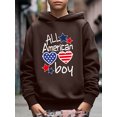 thumbnail image 3 of "ALL American boy" Print Stars and Stripes Hoodie For Kids, Stylish Independence Day Long Sleeve Top, Boy's Clothes, As Gift Size:5T-14Y, 3 of 8
