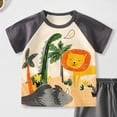 thumbnail image 5 of Linfrsh Toddler Baby Boys Summer Outfits Short Sleeve Cartoon Print T-Shirt Tops & Shorts Sets 2Pcs Cute Baby Boys Cotton Summer Clothes For 1t 2t 3t 4t(Grey,12-18 Months), 5 of 6