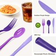 thumbnail image 6 of 180 PCS Purple Plastic Silverware Heavy Duty Purple Plastic Cutlery Set Disposable 60 Forks, 60 Knives, 60 Spoons for Birthday, Wedding, Picnic, Baby Shower, 6 of 7
