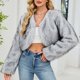 thumbnail image 5 of Chaqueta corta y cálida de invierno para mujer, con cuello en V liso, 5 of 9