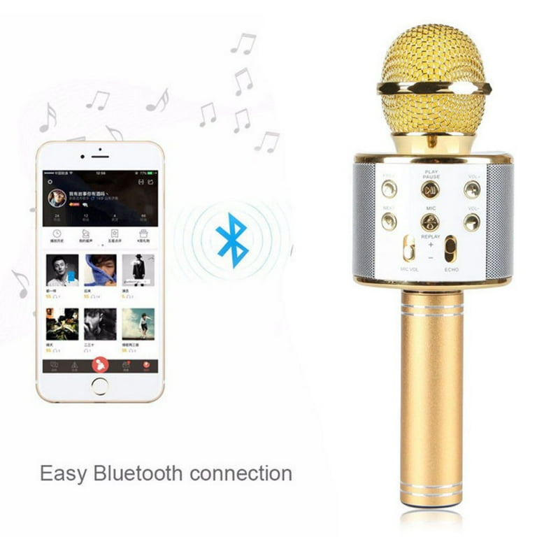 Wireless Bluetooth Karaoke Microphone，Louder Volume, More Bass, 3-in-1  Portable Handheld Double Speaker Mic Machine for iPhone/Android/iPad/PC