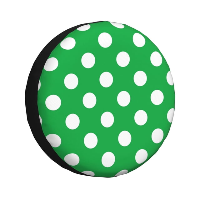 Fotbe Green And White Polka Dot Funda de Llanta de Repuesto con Estampado, Engrosada, Ajuste Universal para Jeep, Remolque, RV, SUV, Camión-15 inch