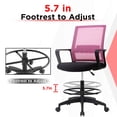 thumbnail image 3 of FDW Tall Adjustable Office Chair w/ Foot Ring, Ergonomic Mesh Mid-Back Desk Chair, Pink, 3 of 7