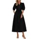 thumbnail image 1 of Vestido midi PRETTYGARDEN 2025 con cuello en V y manga corta con bolsillos, 1 of 9