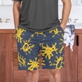 thumbnail image 6 of Men's Pajama Shorts Bottoms with Pockets Soft Lightweight Lounge Sleep Wear Dark Blue Yellow Splashes, 6 of 6
