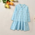 thumbnail image 2 of Odeerbi Girls Dresses Toddler Girls Clothes 2025 Casual Spring Fall Winter Cotton Long Sleeves T-shirt Dress Clothes Blue 5-6 Years, 2 of 7